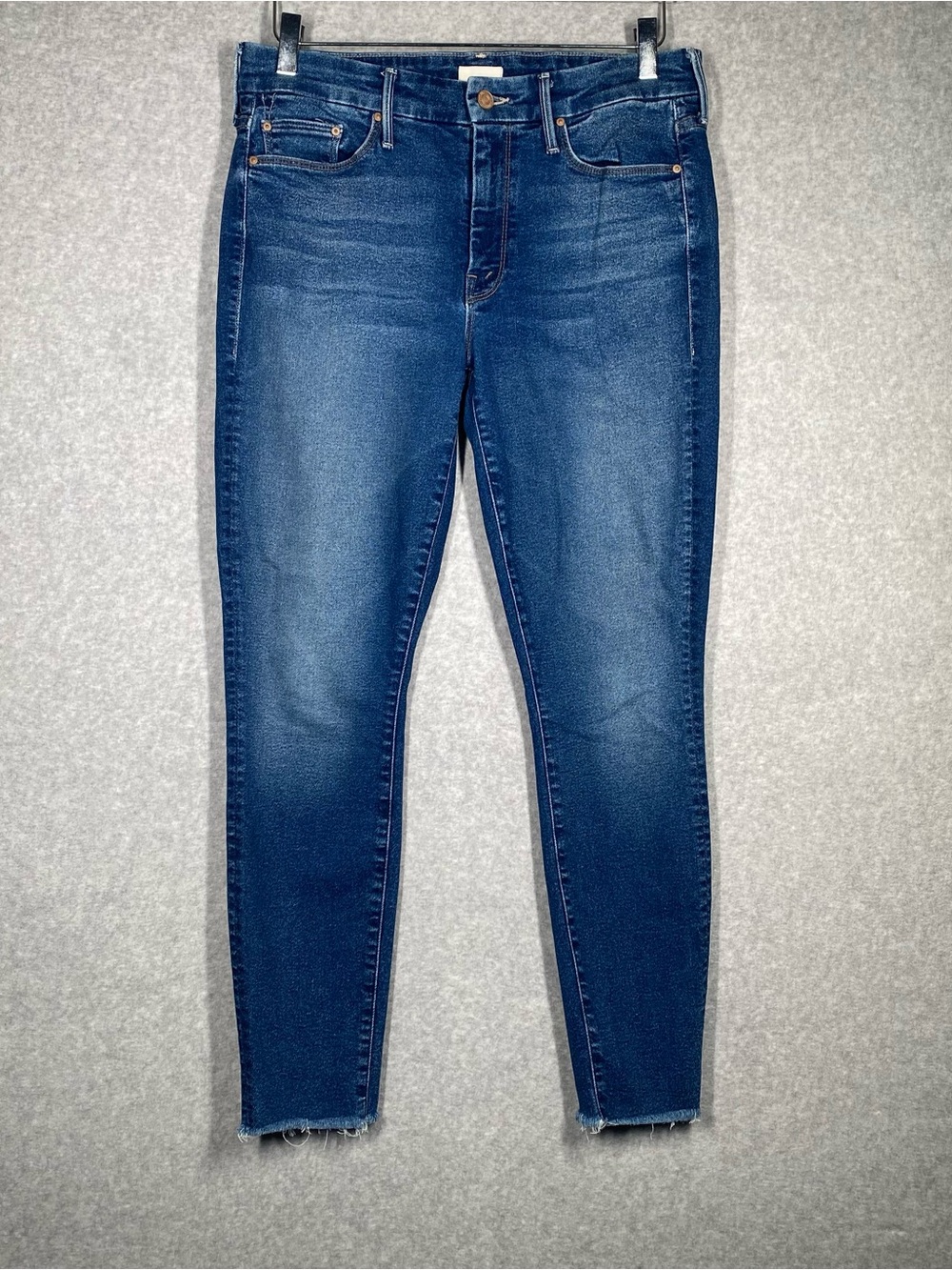 MOTHER Dark Blue Cropped High-Rise Skinny Jeans